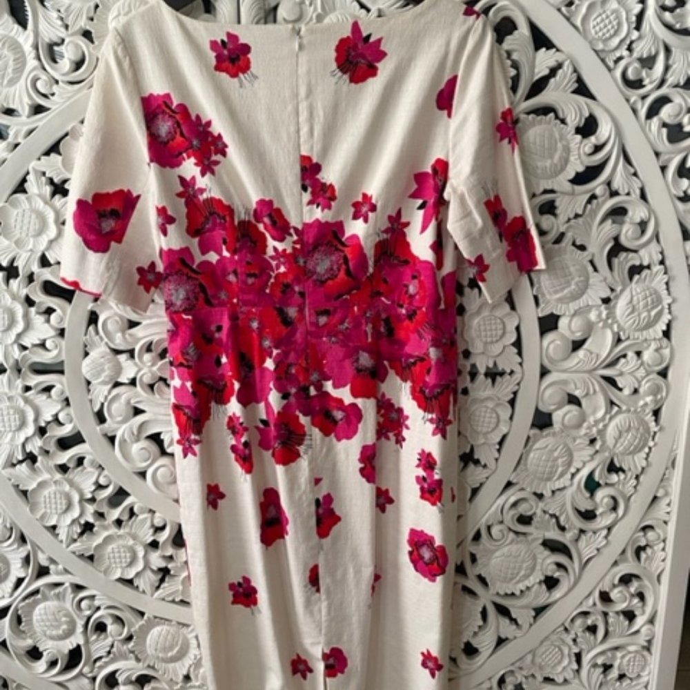 L.K. Bennett Lasa Poppy Print Dress Red - Picture 2 of 5